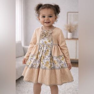 Baby Dress 2T / 90 Special Occasion Party polkadot floral Lace Frilly